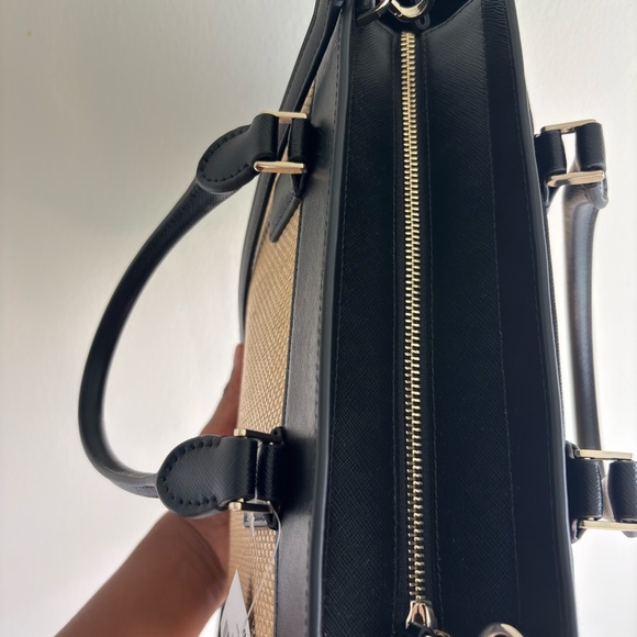 Kate Spade Cameron KC787 Satchel – Straw & Black Saffiano Leather, Gold Hardware - Picture 9 of 10